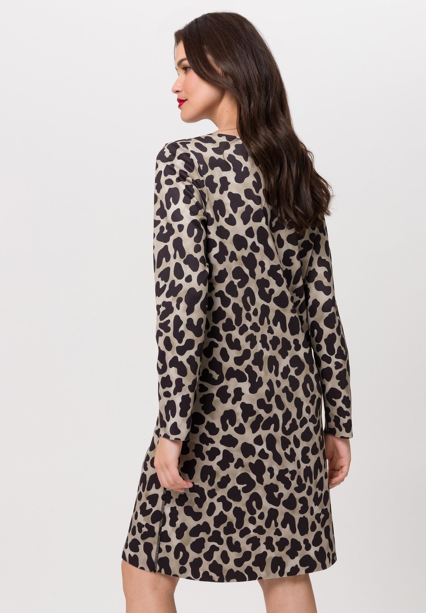 Brown, Red & Black Leopard Print Reversible Dress