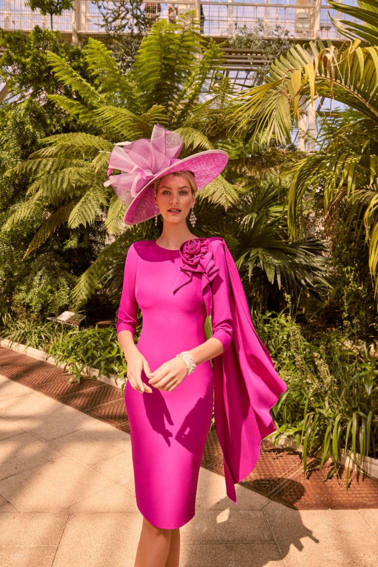 Magenta Dress with Rose Pearl Detail