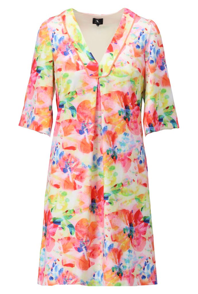 Floral V-Neck Dress with 1/2 Sleeve