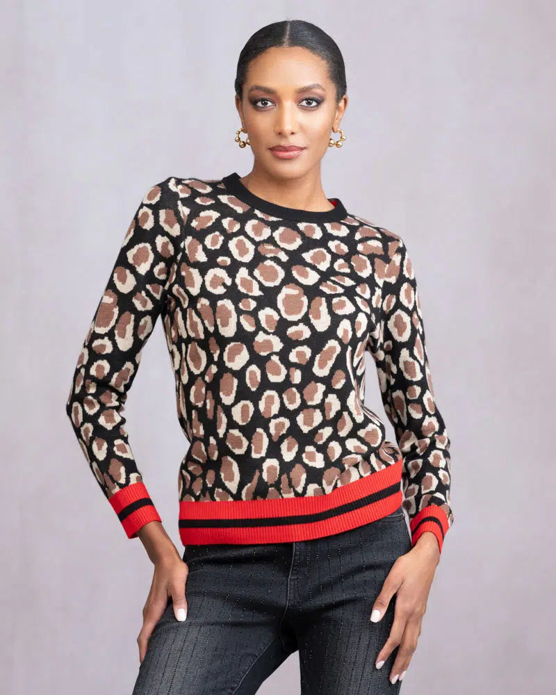 Cheeta Print Knit Sweater