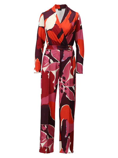 Printed Wrap Over Jumpsuit