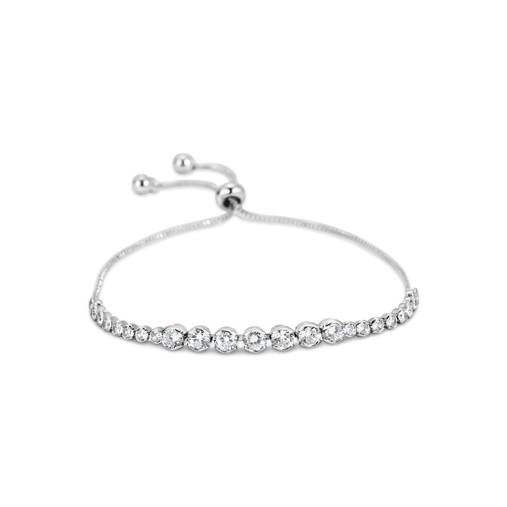 Silver Diamond Bracelet with Large Gems