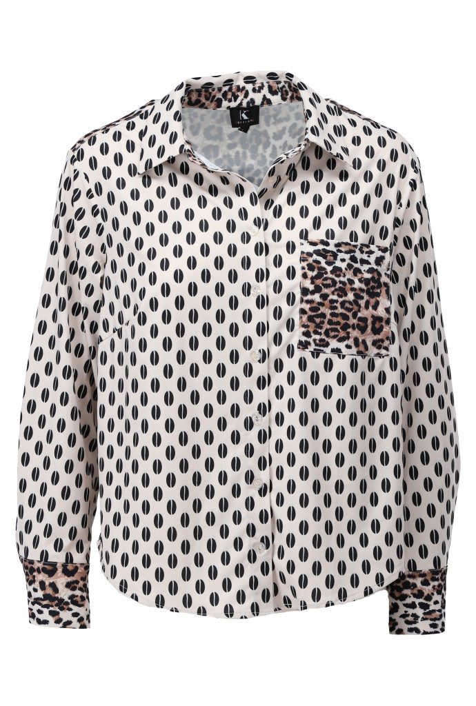 Button Up Blouse With Leopard Print Design