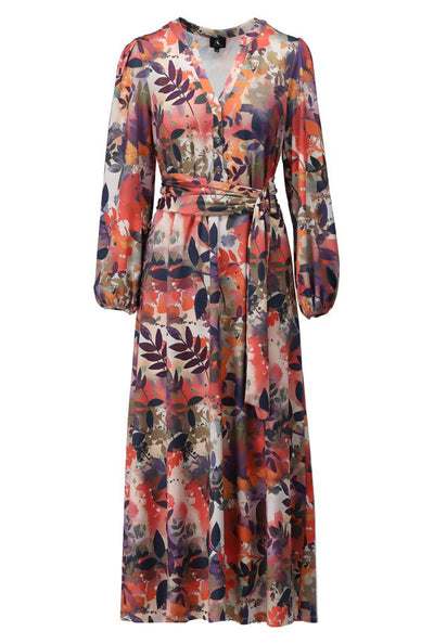 Floral Print Maxi Dress With Wrap Over Belt