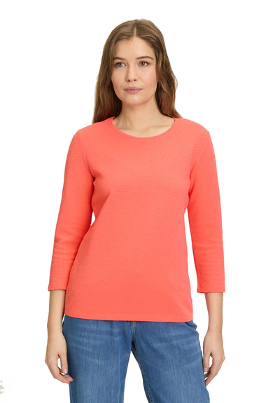 Coral Waffle Round Neck Jumper
