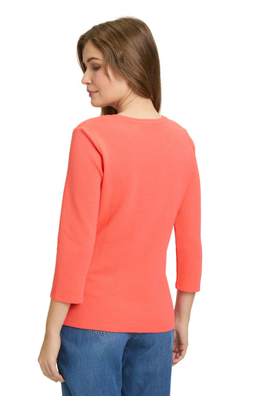 Coral Waffle Round Neck Jumper