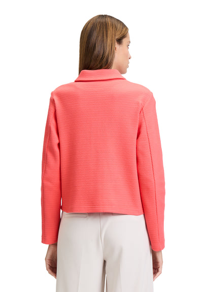Coral Button Up Jacket with Faux Pockets
