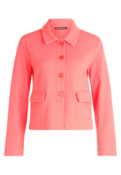 Coral Button Up Jacket with Faux Pockets