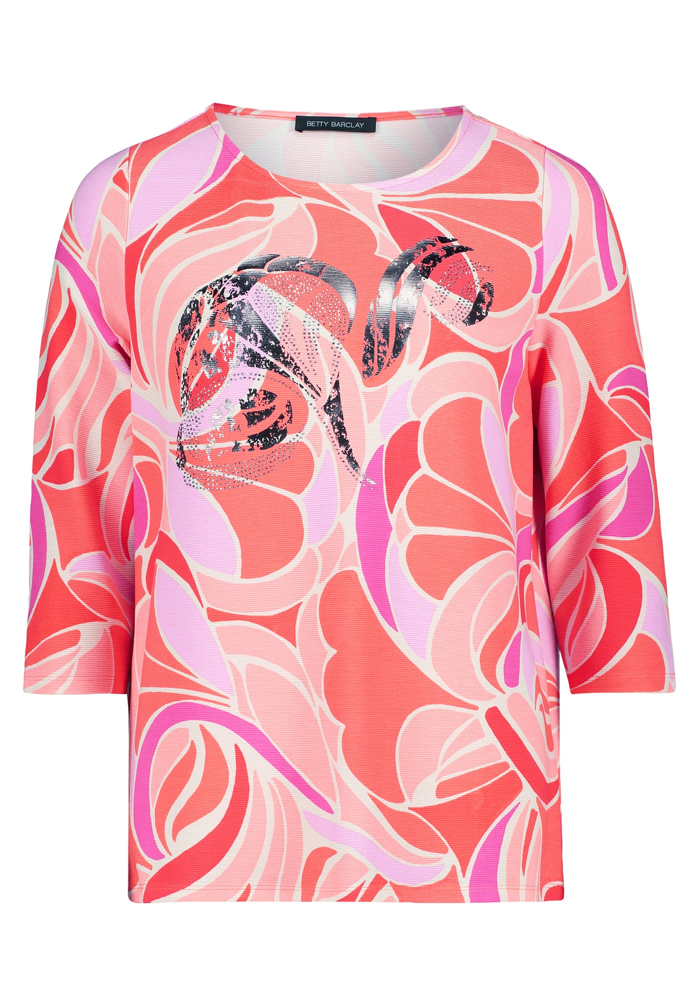 Coral and Pink Jumper with Graphic Print and Diamonds