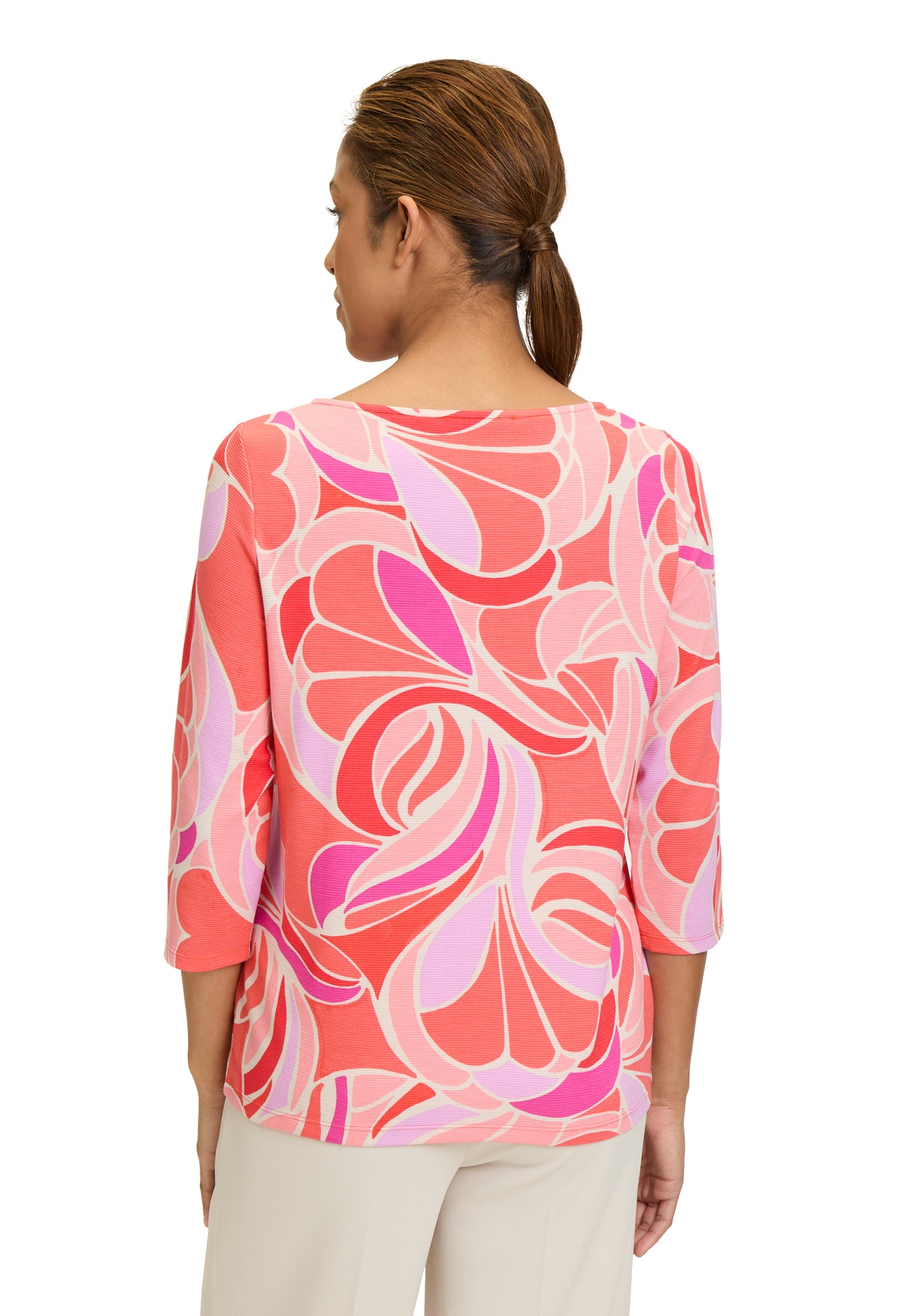 Coral and Pink Jumper with Graphic Print and Diamonds