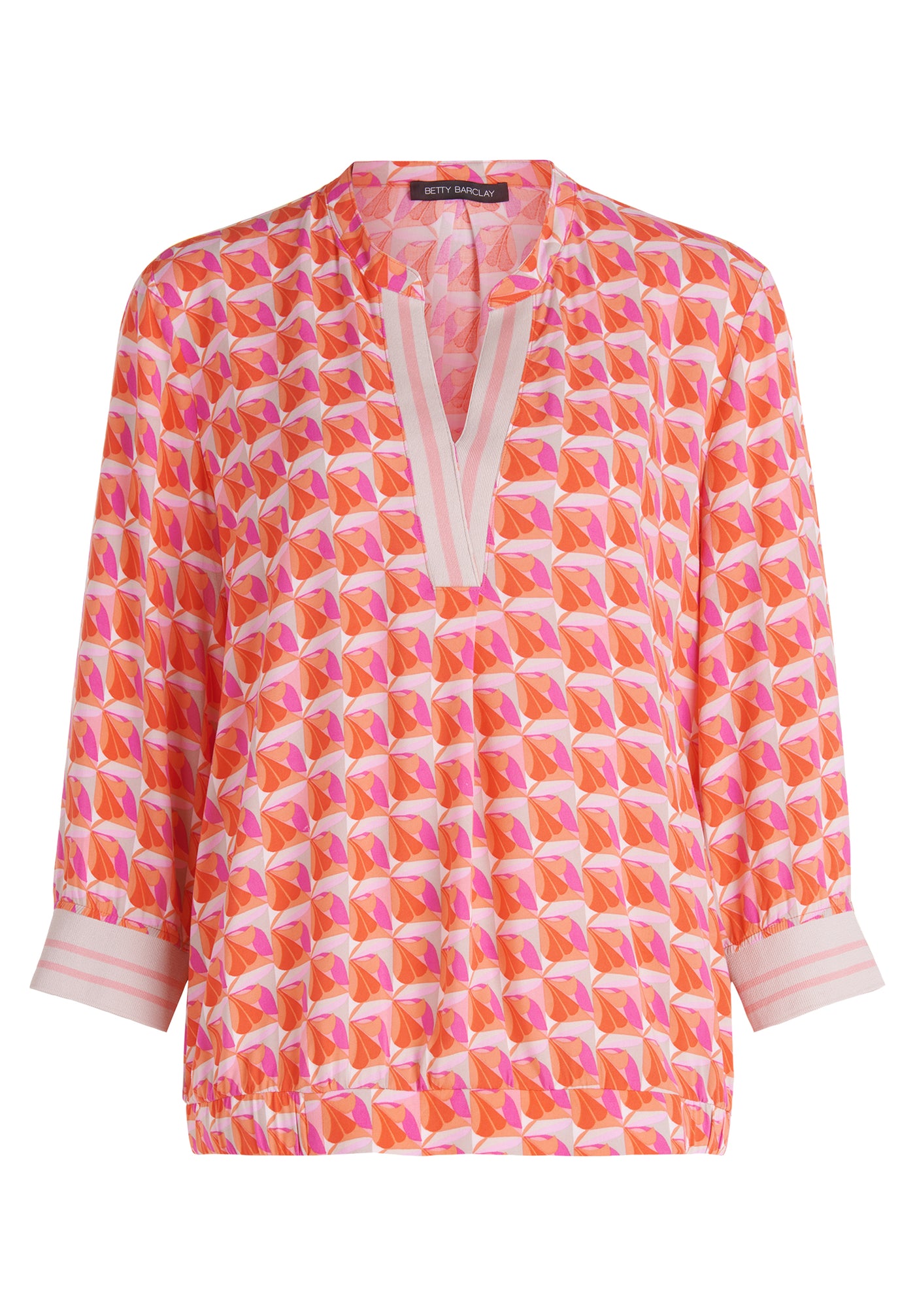 Coral and Pink Top with Grandfather Collar