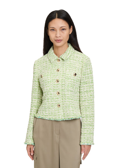 Green Tweed Blazer Jacket with Gold Buttons
