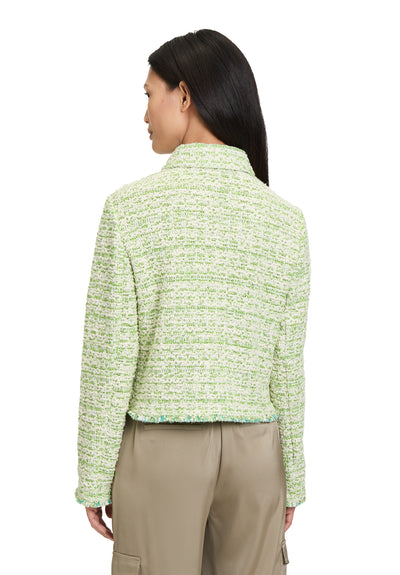 Green Tweed Blazer Jacket with Gold Buttons
