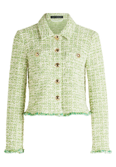 Green Tweed Blazer Jacket with Gold Buttons