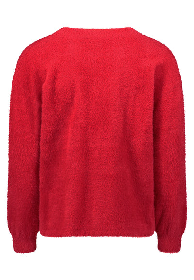 Red Knit V-Neck Jumper