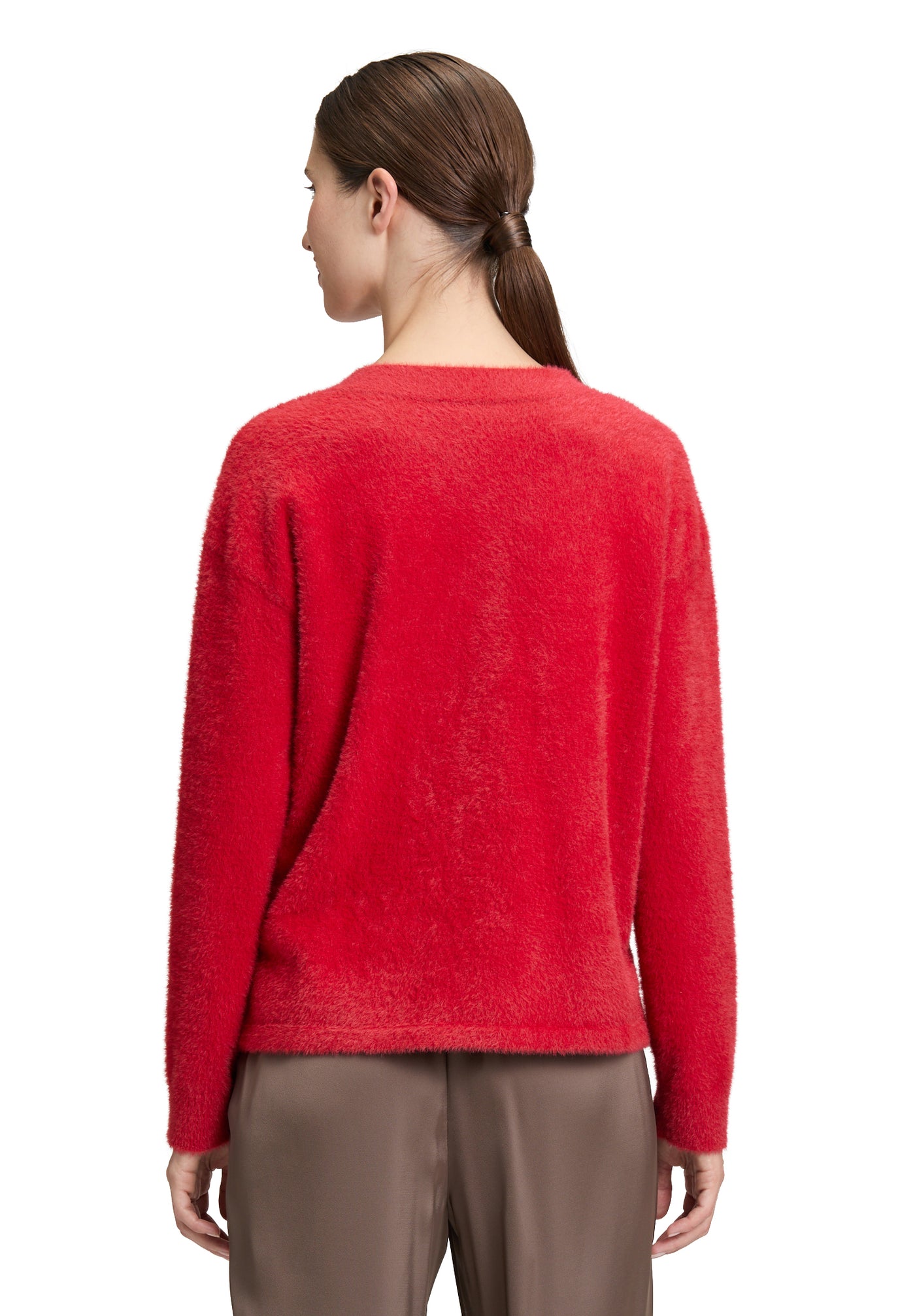 Red Knit V-Neck Jumper