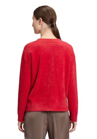 Red Knit V-Neck Jumper