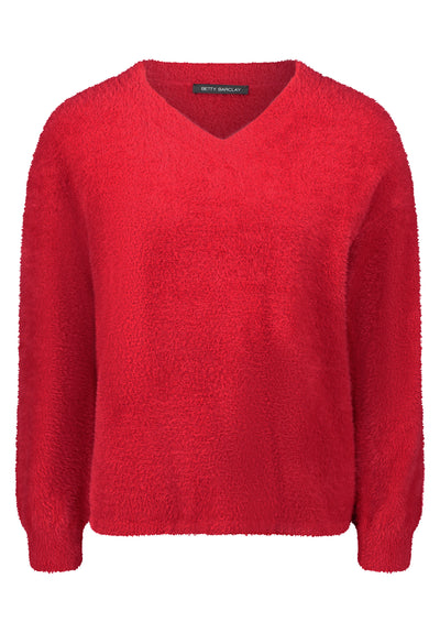 Red Knit V-Neck Jumper