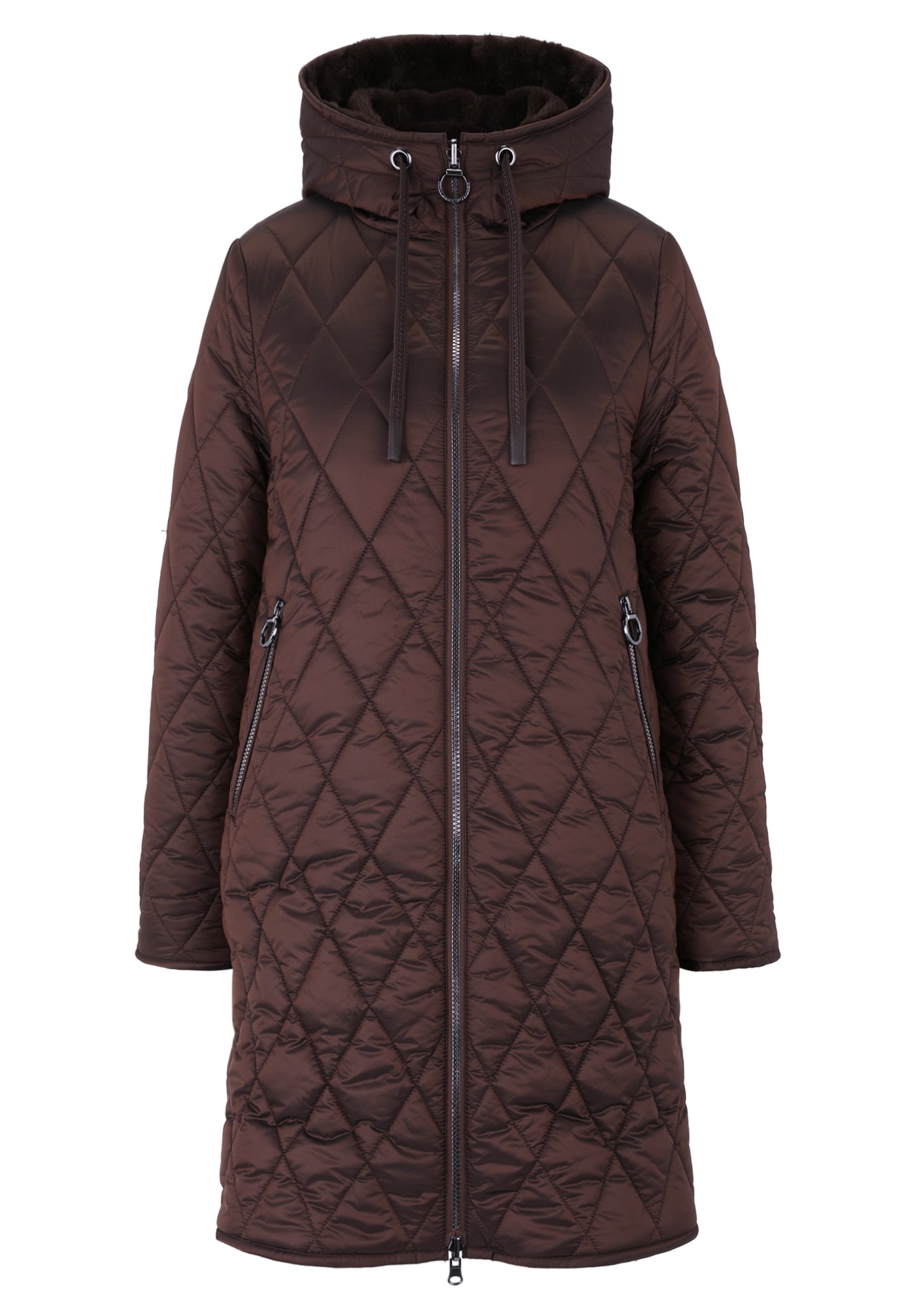 Chocolate Brown Faux Fur Lined Reversable Coat