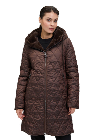 Chocolate Brown Faux Fur Lined Reversable Coat