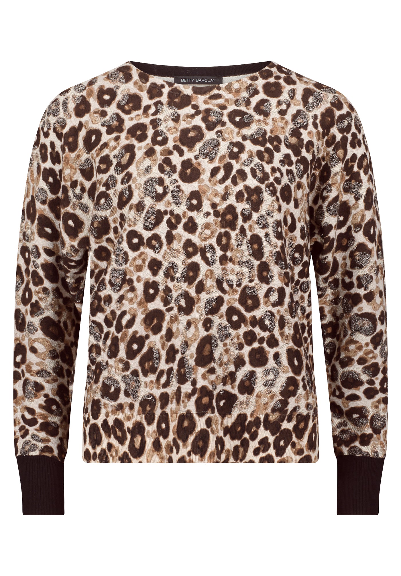 Leopard Knit Jumper with Black Sleeve Detail