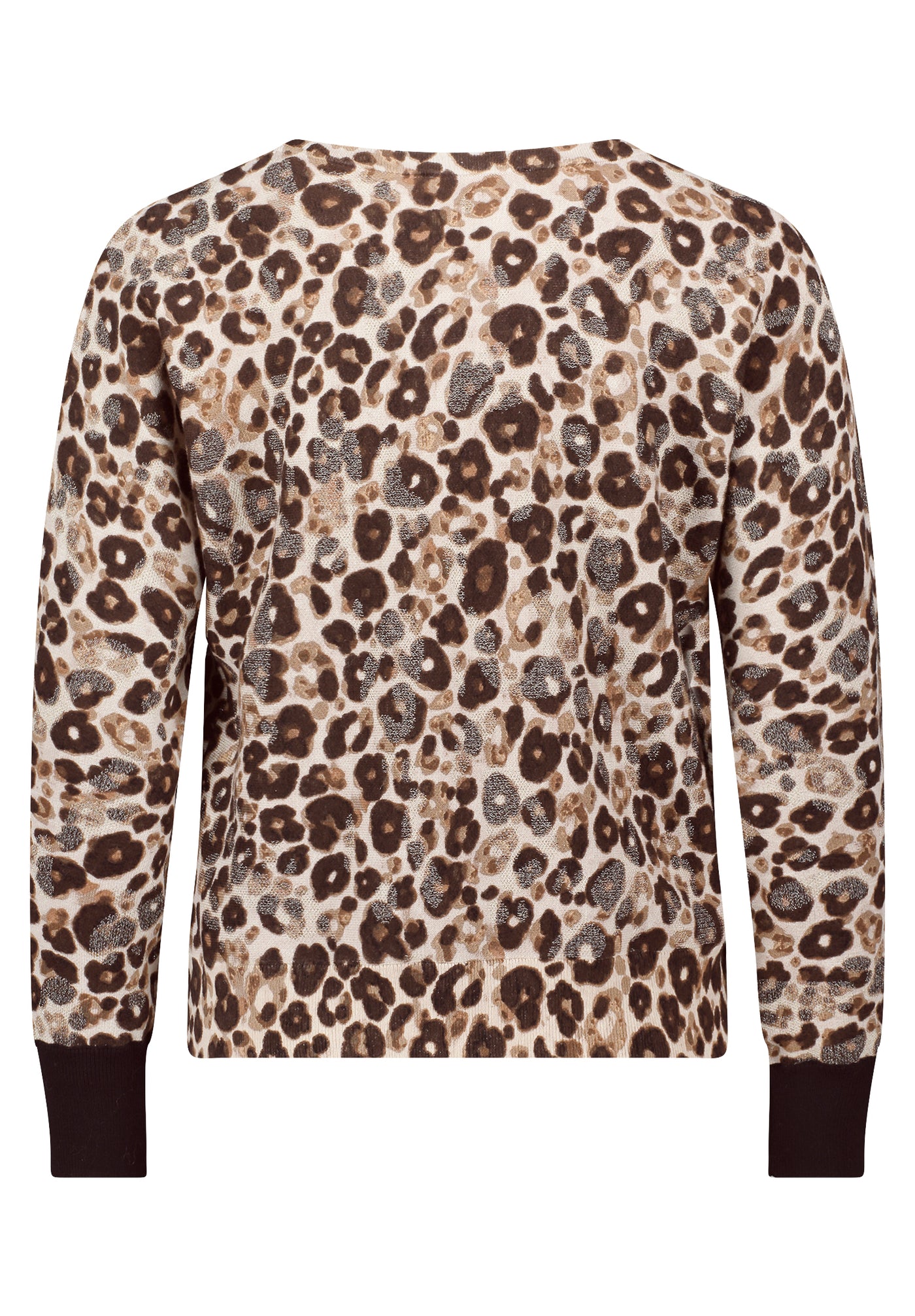 Leopard Knit Jumper with Black Sleeve Detail