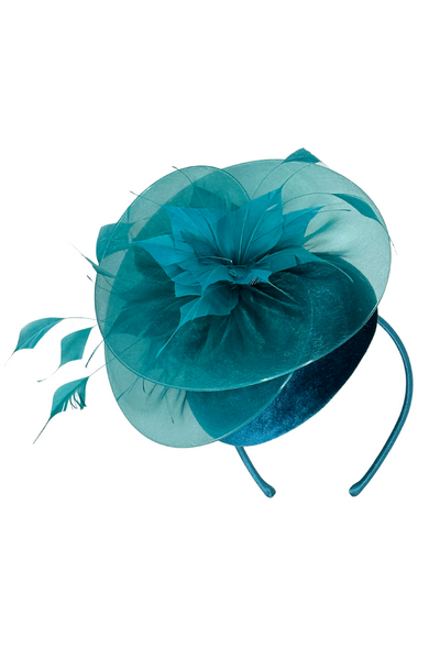 Peacock Velvet Pillbox Hat Fascinator