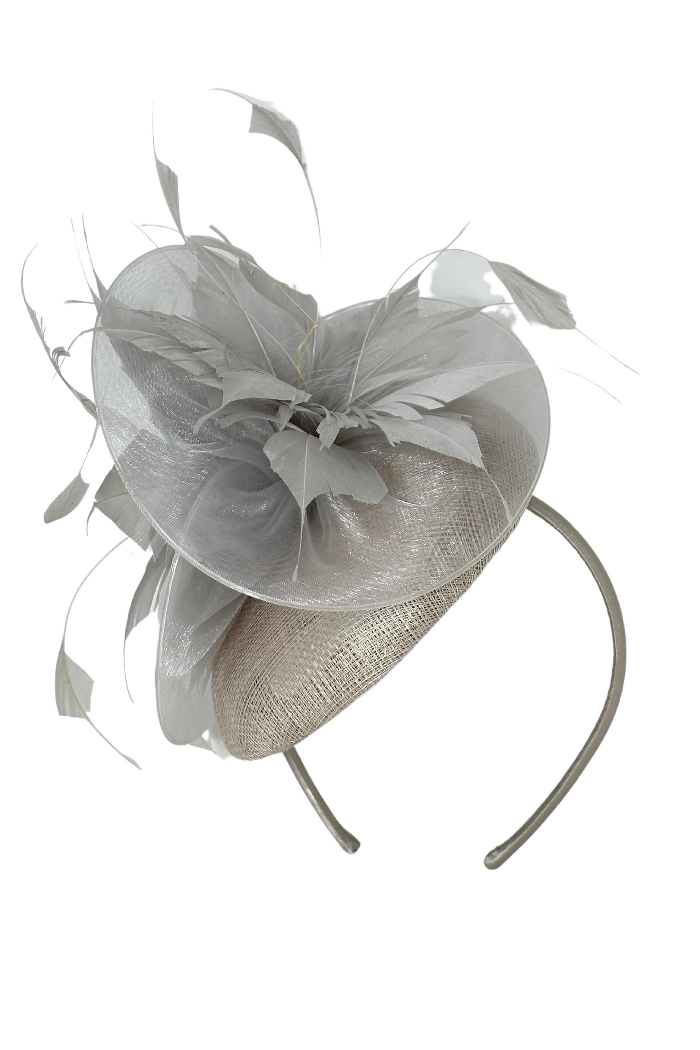 Oyster Fascinator With Feathered-Flower Detail
