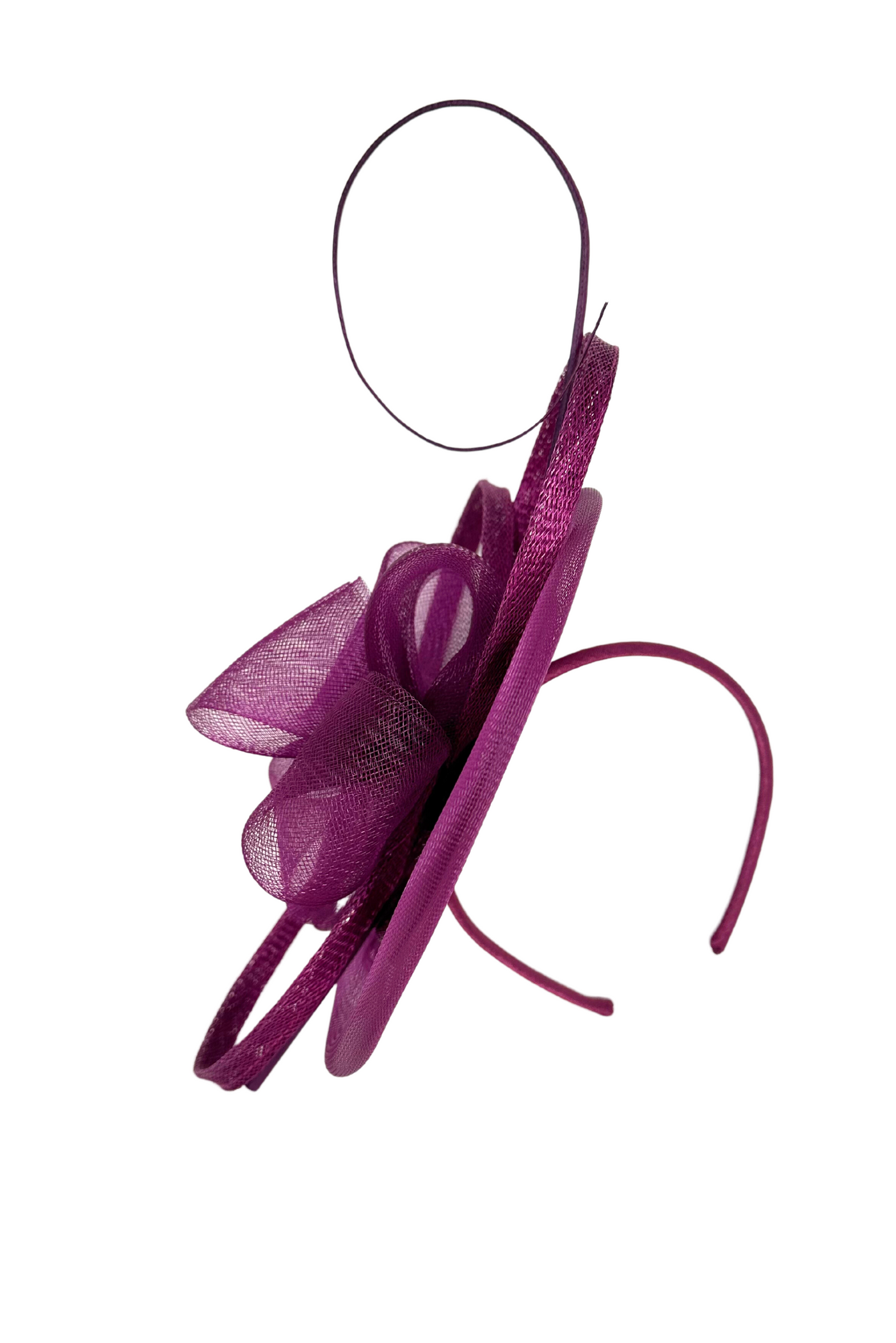 Deep Purple Fascinator with Mesh Bow Detail