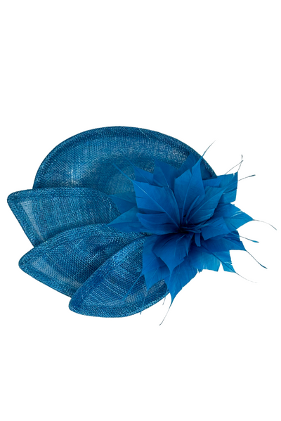 Peacock Blue Fascinator Headpiece With Feathers