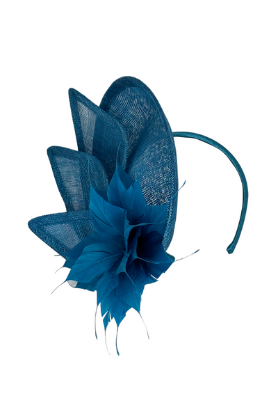 Peacock Blue Fascinator Headpiece With Feathers