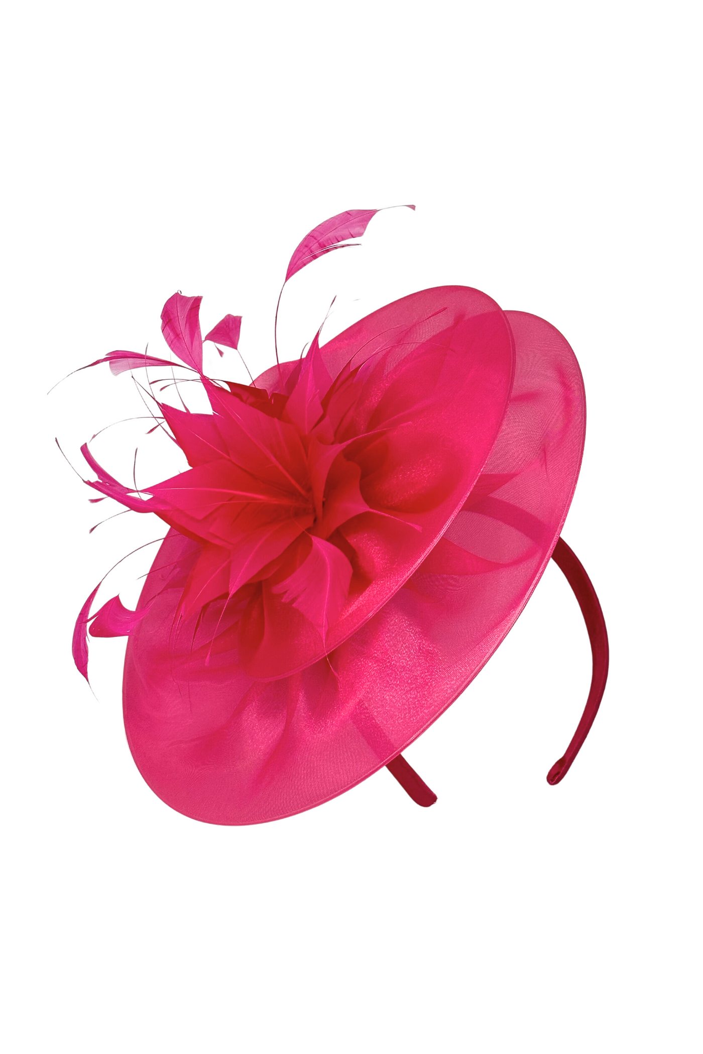Magenta Fascinator Hat with Feathers