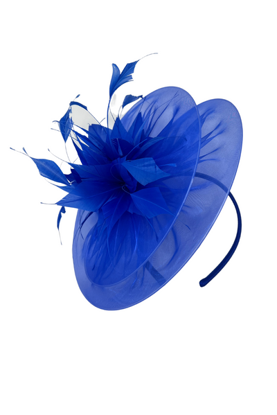 Royal Blue Fascinator with Feathers