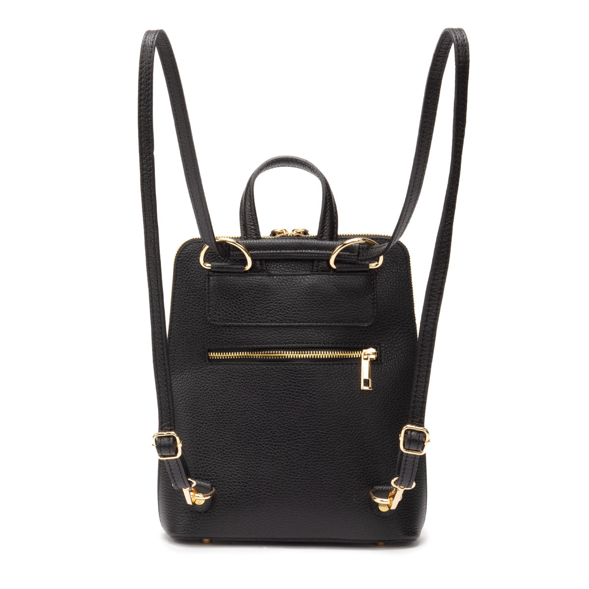 Black Genuine Leather Bag With Tassle & Gold Zip Detailing