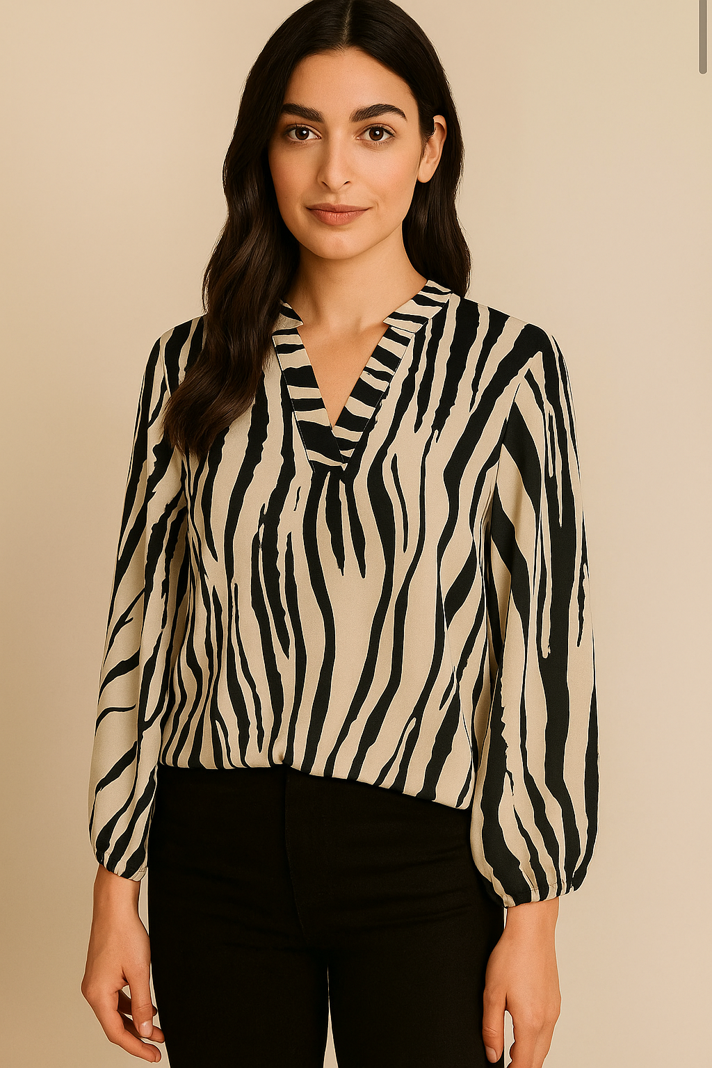 Bella Band Top in Beige and Black