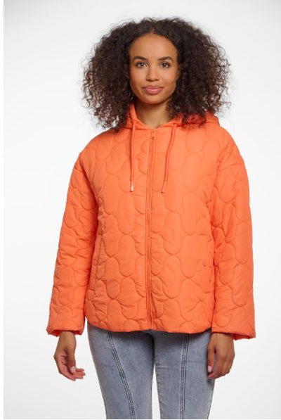 Flash Orange Quilted Jacket with Hood