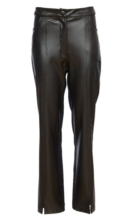 Black Leatherette Trouser with Jersey Back