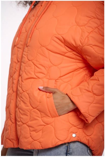 Flash Orange Quilted Jacket with Hood