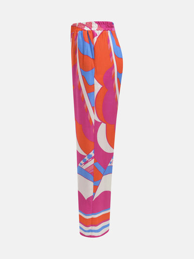 Bright Pink, Blue, and Orange Wide-leg Pants with Elasticated Waist