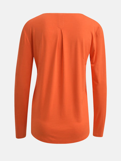 Hot Orange V-Neck Top with Breast Pockets