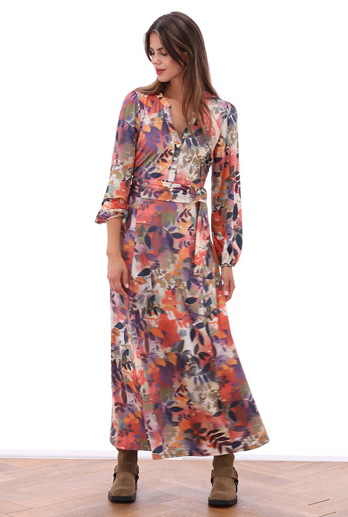 Floral Print Maxi Dress With Wrap Over Belt
