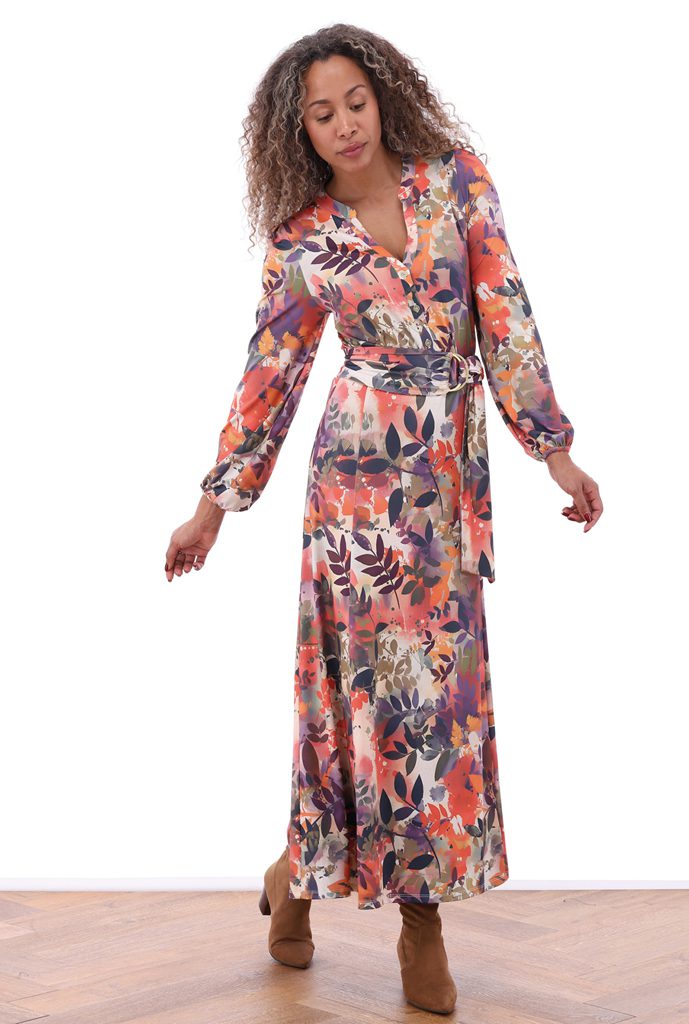 Floral Print Maxi Dress With Wrap Over Belt