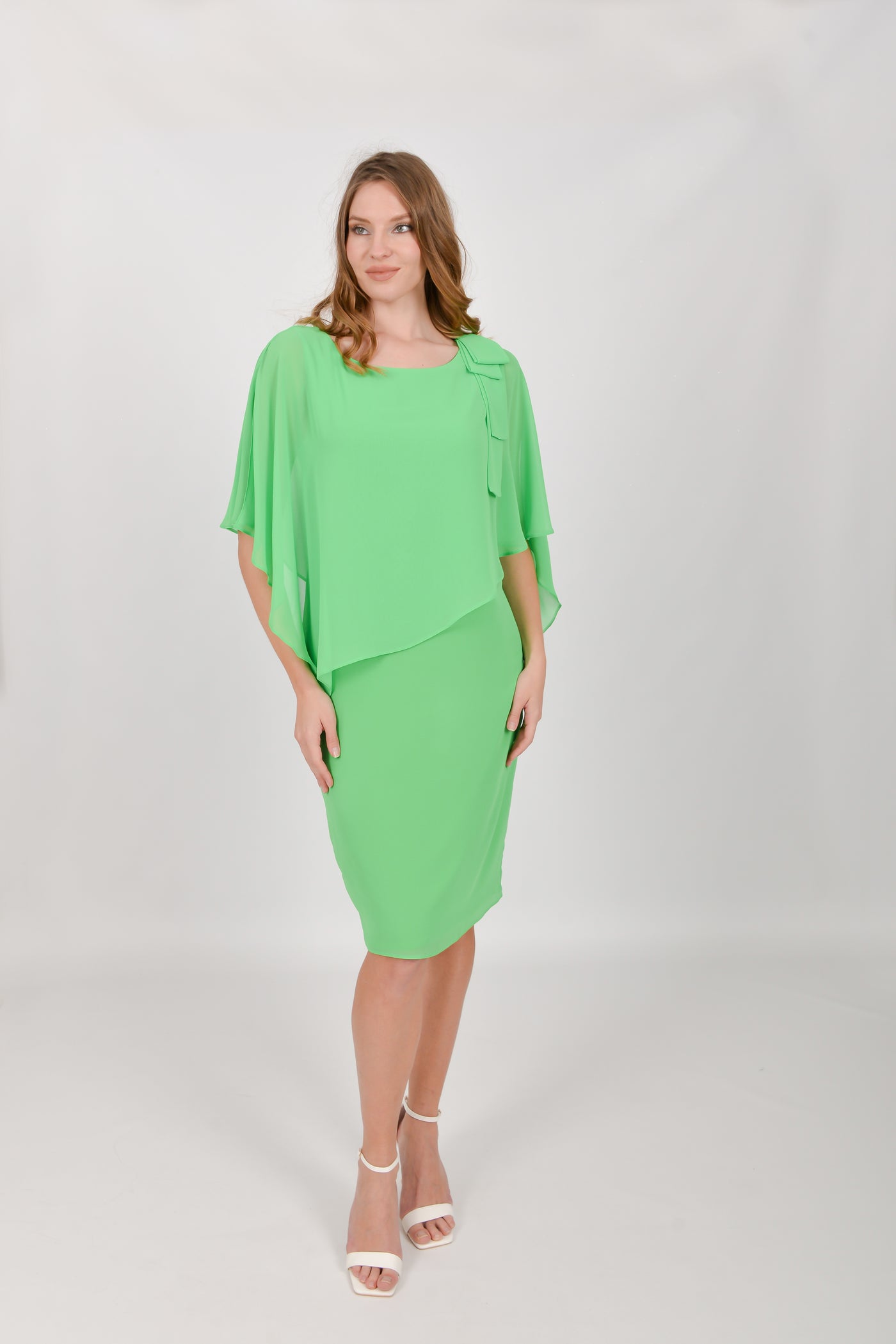 Green Dress With Chiffon Overlay