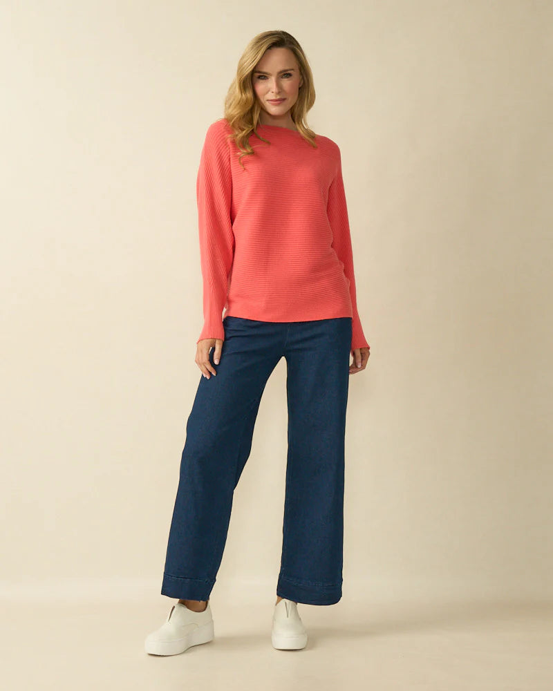 Coral Knit Ribbed Jumper