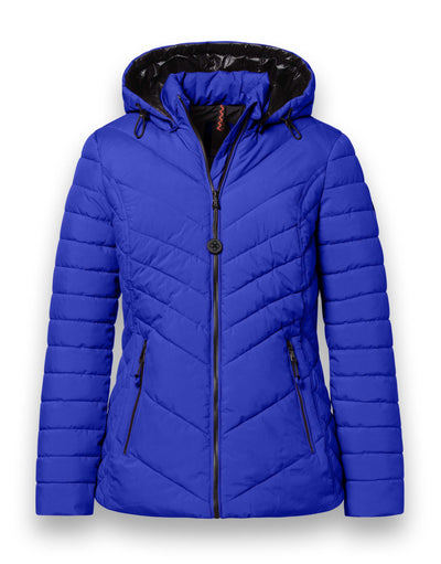 Cobalt Blue Puffer Jacket with Detachable Hood