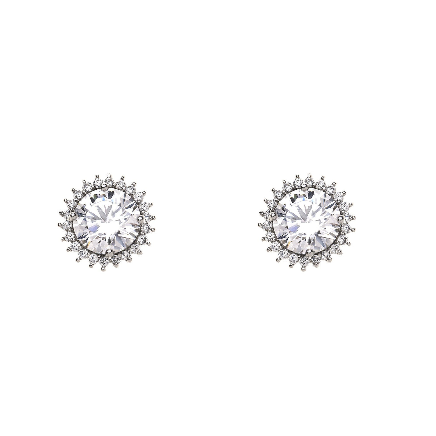 Silver Diamond Stud Earrings