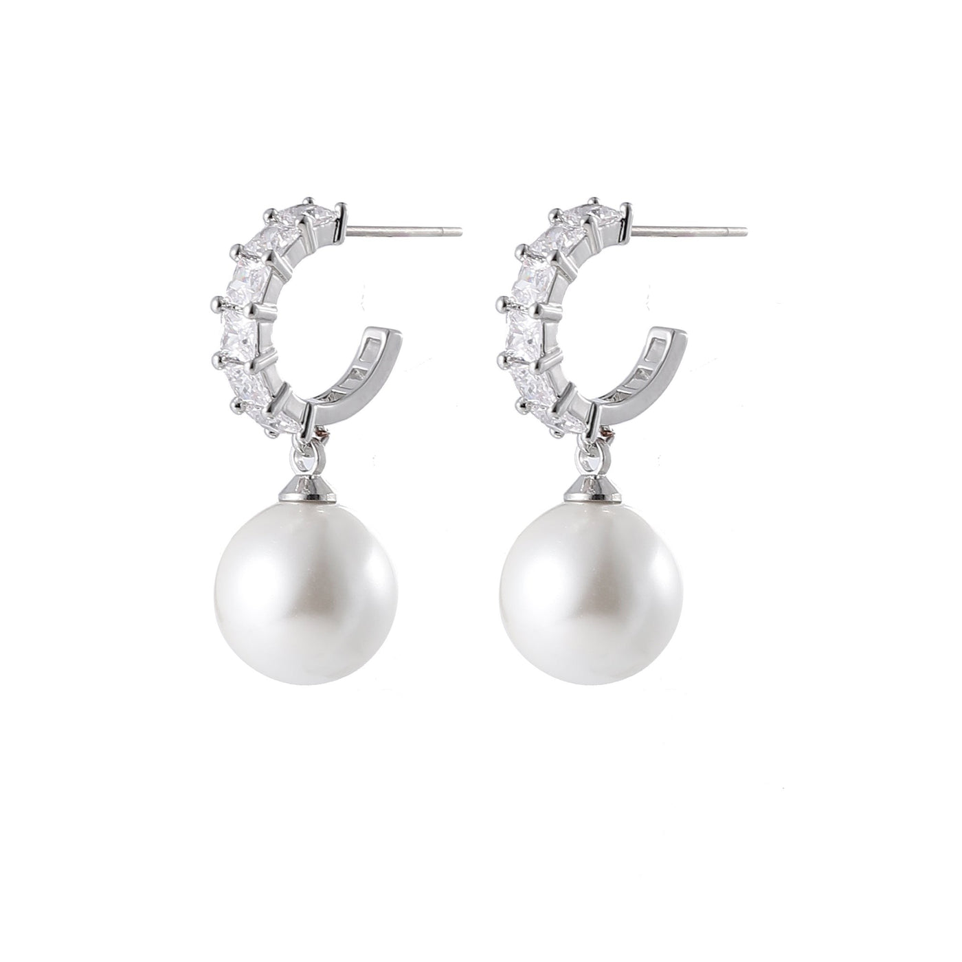 Silver Earrings With Pearl Detail