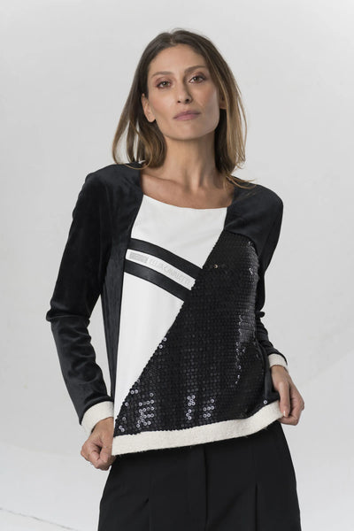 Suede Feel Top with Sequin Detail