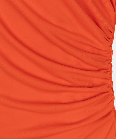 Burnt Orange Dress with Side Rouching