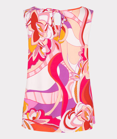 Pink / Orange 'Disco' Sleeveless Top with Beaded Neckline